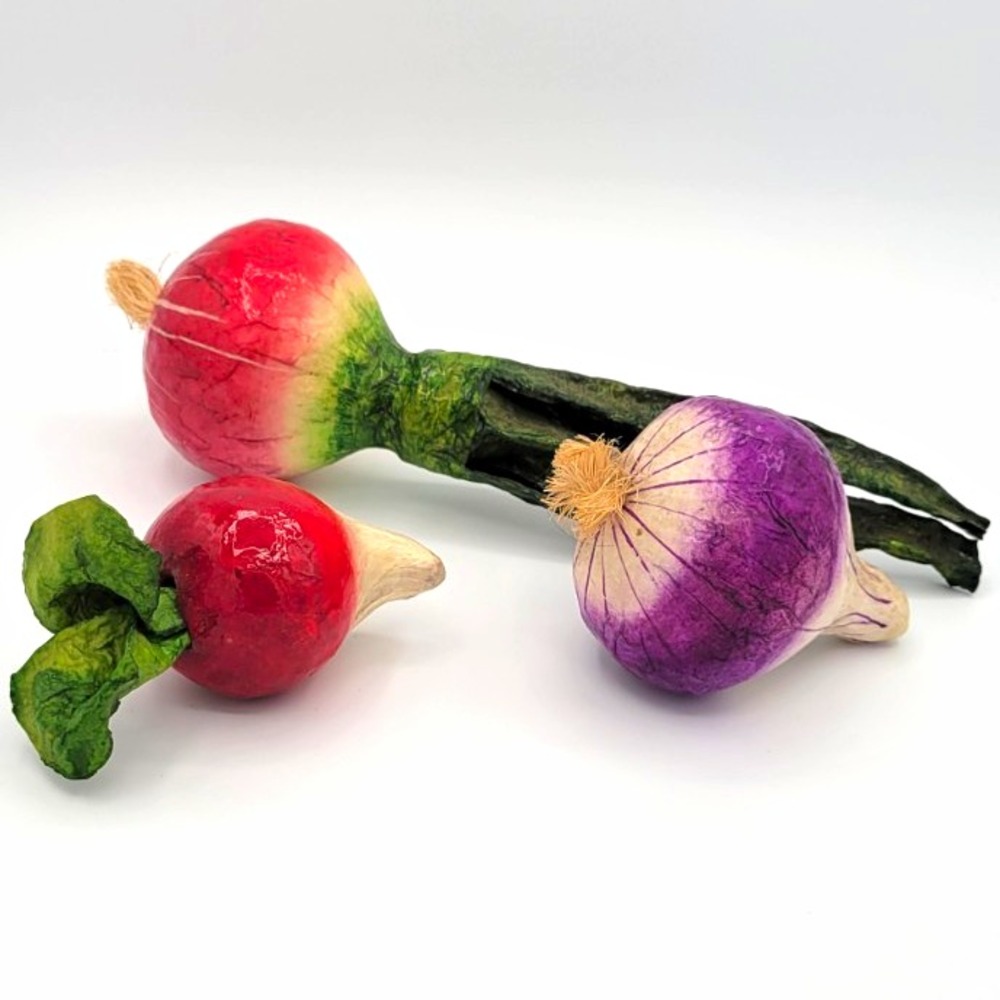 Papier Mache Decorative Artificial Vegetables Set of 4 Multicolor Kitchen